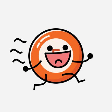 Sevimli Bilardo Topu Maskot Vektör Karakteri 'nin Düz Tasarım Biçimi