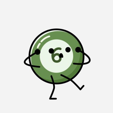 Sevimli Bilardo Topu Maskot Vektör Karakteri 'nin Düz Tasarım Biçimi