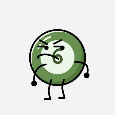 Sevimli Bilardo Topu Maskot Vektör Karakteri 'nin Düz Tasarım Biçimi