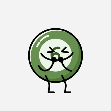 Sevimli Bilardo Topu Maskot Vektör Karakteri 'nin Düz Tasarım Biçimi