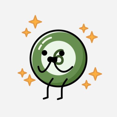 Sevimli Bilardo Topu Maskot Vektör Karakteri 'nin Düz Tasarım Biçimi