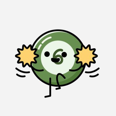 Sevimli Bilardo Topu Maskot Vektör Karakteri 'nin Düz Tasarım Biçimi