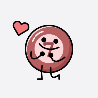 Sevimli Bilardo Topu Maskot Vektör Karakteri 'nin Düz Tasarım Biçimi