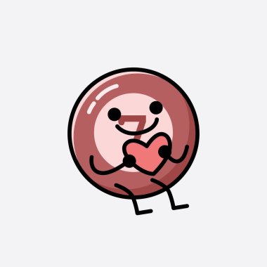 Sevimli Bilardo Topu Maskot Vektör Karakteri 'nin Düz Tasarım Biçimi