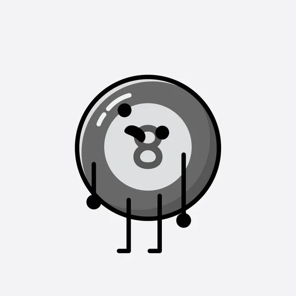 Ilustracja Cute Bilard Ball Wektor Znak Maskotki Stylu Flat Design — Wektor stockowy