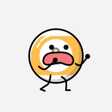 Sevimli Bilardo Topu Maskot Vektör Karakteri 'nin Düz Tasarım Biçimi