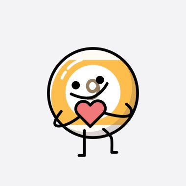 Sevimli Bilardo Topu Maskot Vektör Karakteri 'nin Düz Tasarım Biçimi