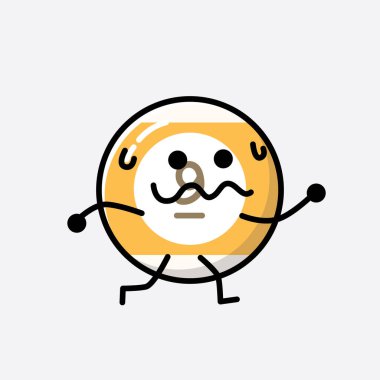 Sevimli Bilardo Topu Maskot Vektör Karakteri 'nin Düz Tasarım Biçimi