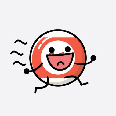 Sevimli Bilardo Topu Maskot Vektör Karakteri 'nin Düz Tasarım Biçimi