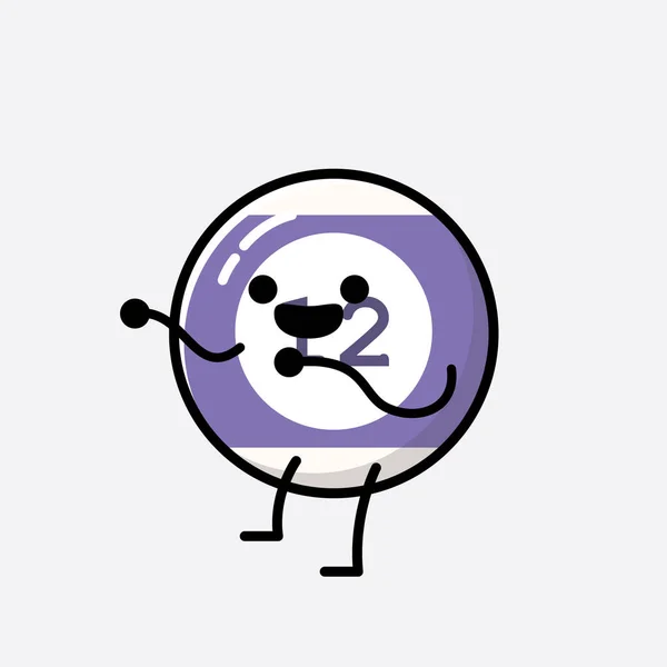 Illustration Cute Billiard Ball Mascot Vector Character Flat Design Style — Stock Vector
