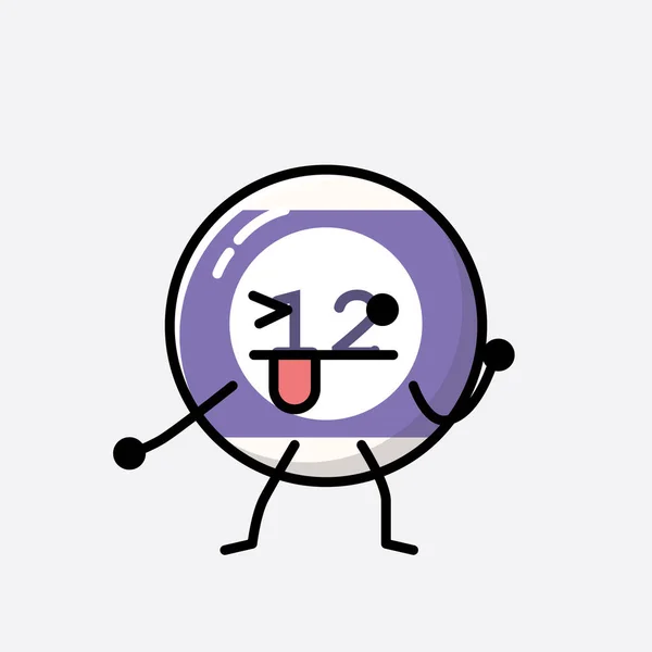 Illustration Cute Billiard Ball Mascot Vector Character Flat Design Style — Stock Vector