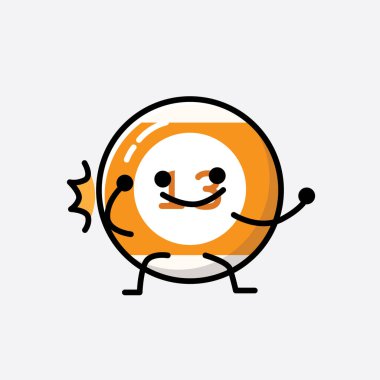 Sevimli Bilardo Topu Maskot Vektör Karakteri 'nin Düz Tasarım Biçimi