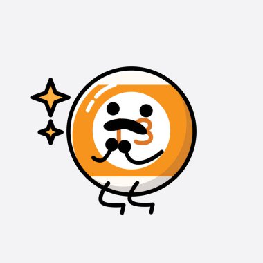 Sevimli Bilardo Topu Maskot Vektör Karakteri 'nin Düz Tasarım Biçimi