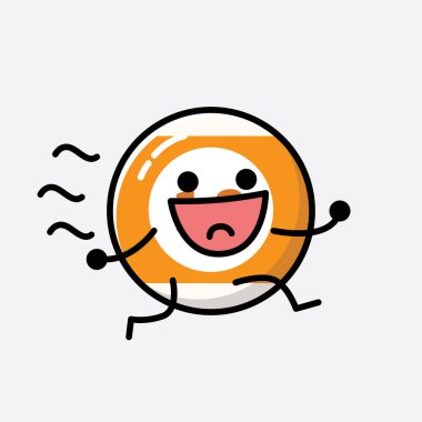 Sevimli Bilardo Topu Maskot Vektör Karakteri 'nin Düz Tasarım Biçimi