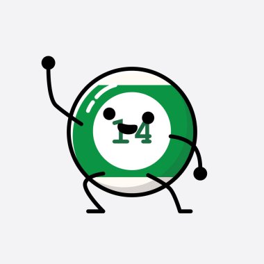 Sevimli Bilardo Topu Maskot Vektör Karakteri 'nin Düz Tasarım Biçimi