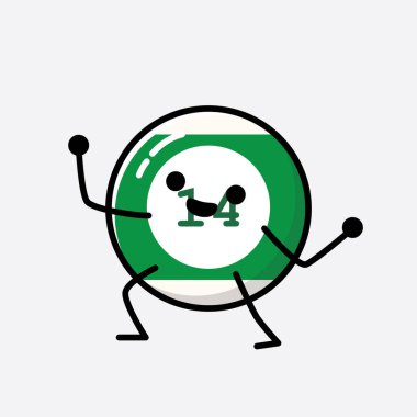 Sevimli Bilardo Topu Maskot Vektör Karakteri 'nin Düz Tasarım Biçimi