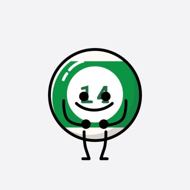 Sevimli Bilardo Topu Maskot Vektör Karakteri 'nin Düz Tasarım Biçimi