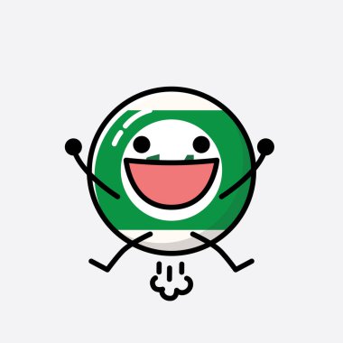 Sevimli Bilardo Topu Maskot Vektör Karakteri 'nin Düz Tasarım Biçimi