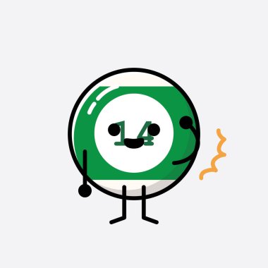 Sevimli Bilardo Topu Maskot Vektör Karakteri 'nin Düz Tasarım Biçimi