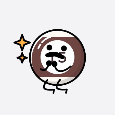 Sevimli Bilardo Topu Maskot Vektör Karakteri 'nin Düz Tasarım Biçimi