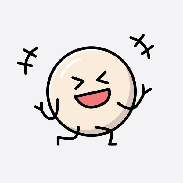 Illustration Cute White Ball Mascot Vector Character Flat Design Style — Stock Vector