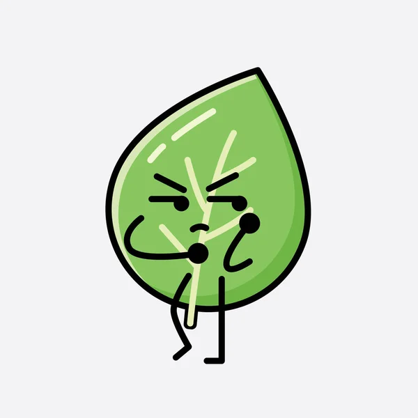 디자인 스타일 Cute Leaf Mascot Vector Character — 스톡 벡터