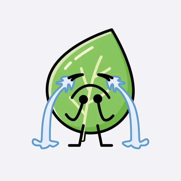Eine Illustration Des Cute Leaf Mascot Vector Character Flachen Design — Stockvektor