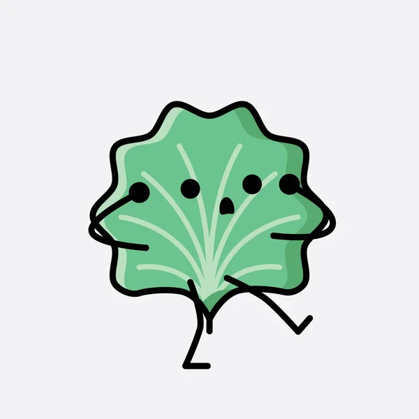 フラットデザインスタイルで可愛い葉マスコットキャラクターのイラスト — ストックベクタ