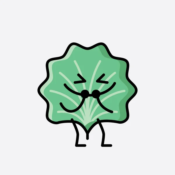 디자인 스타일 Cute Leaf Mascot Vector Character — 스톡 벡터