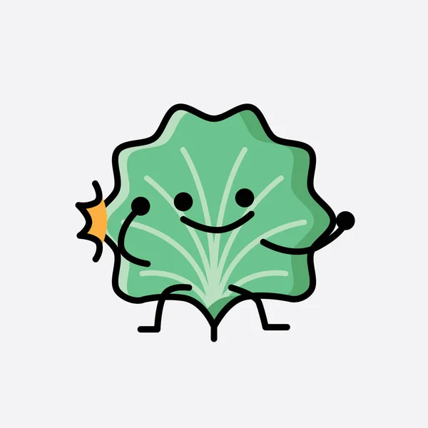 디자인 스타일 Cute Leaf Mascot Vector Character — 스톡 벡터