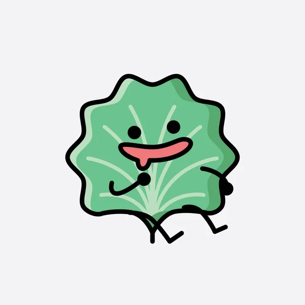 Eine Illustration Des Cute Leaf Mascot Vector Character Flachen Design — Stockvektor