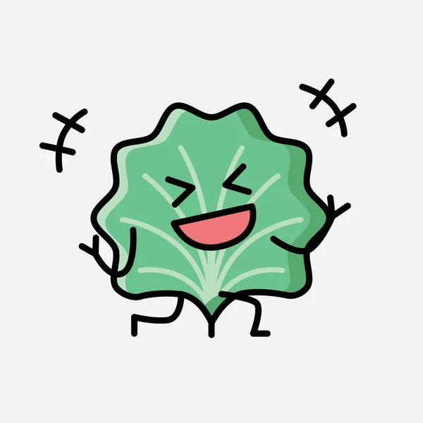 디자인 스타일 Cute Leaf Mascot Vector Character — 스톡 벡터