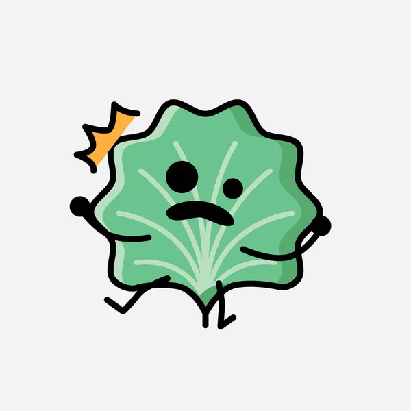 디자인 스타일 Cute Leaf Mascot Vector Character — 스톡 벡터