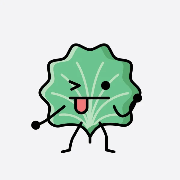 디자인 스타일 Cute Leaf Mascot Vector Character — 스톡 벡터