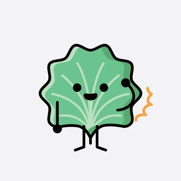 디자인 스타일 Cute Leaf Mascot Vector Character — 스톡 벡터