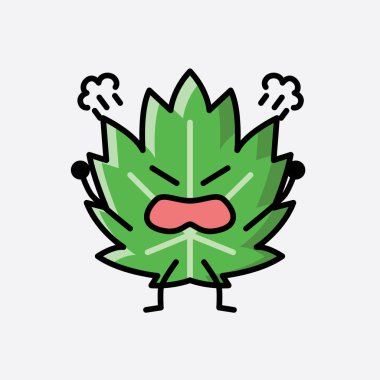 Düz Tasarım Biçimli Şirin Yaprak Maskot Vektör Karakteri