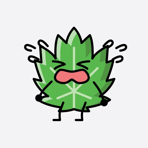 Eine Illustration Des Cute Leaf Mascot Vector Character Flachen Design — Stockvektor