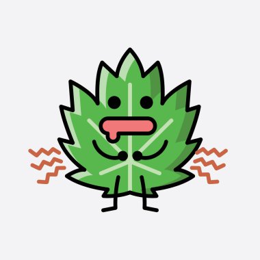 Düz Tasarım Biçimli Şirin Yaprak Maskot Vektör Karakteri