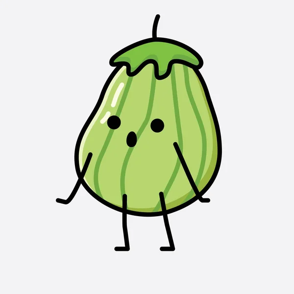 Ілюстрація Cute Zucchini Fruit Mascot Vector Character — стоковий вектор