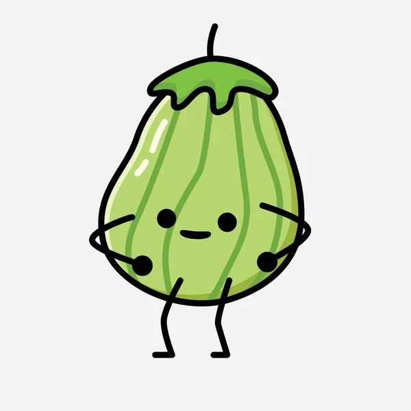 Illustration Cute Zucchini Fruit Mascot Vector Character — Stock Vector
