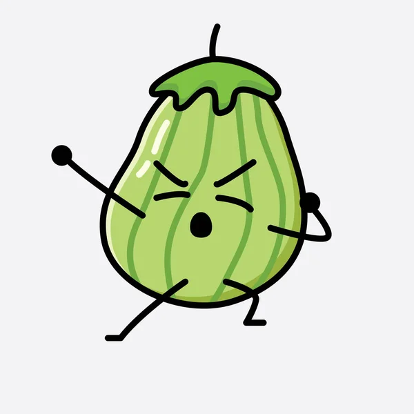 Ілюстрація Cute Zucchini Fruit Mascot Vector Character — стоковий вектор