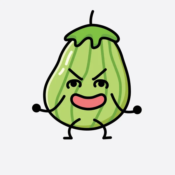 Sebuah Ilustrasi Cute Zucchini Fruit Mascot Vector Character - Stok Vektor