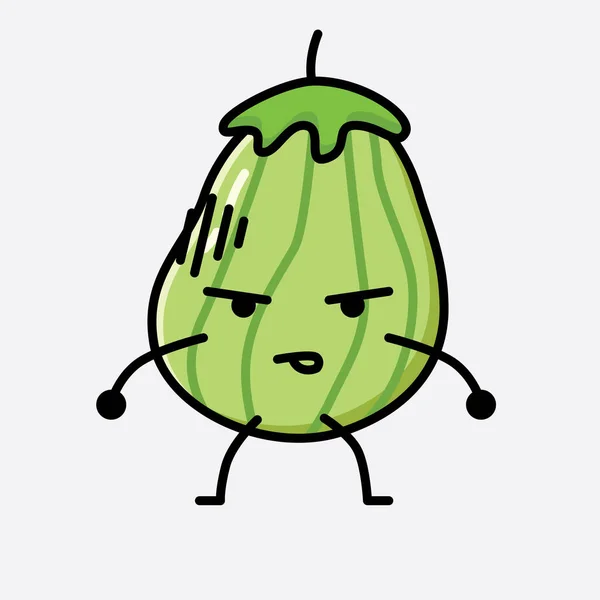 Illustrazione Carino Zucchine Frutta Mascotte Personaggio Vettoriale — Vettoriale Stock