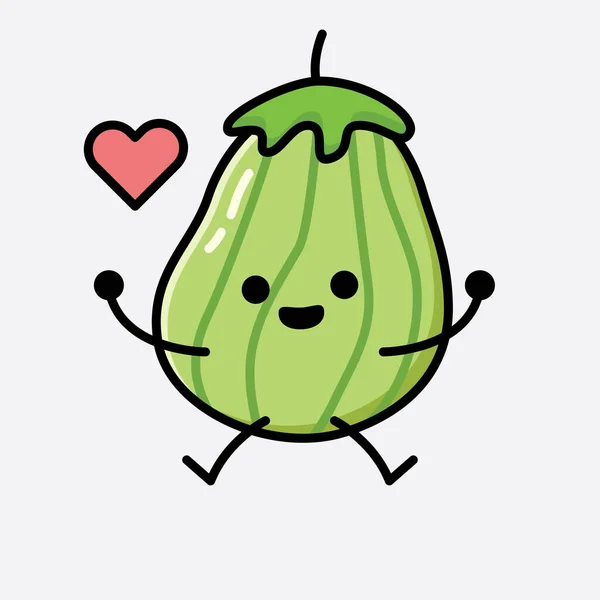 Uma Ilustração Cute Zucchini Fruit Mascot Vector Character — Vetor de Stock