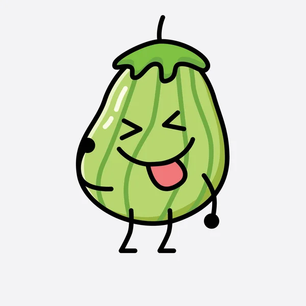 Eine Illustration Von Cute Zucchini Fruit Mascot Vector Character — Stockvektor