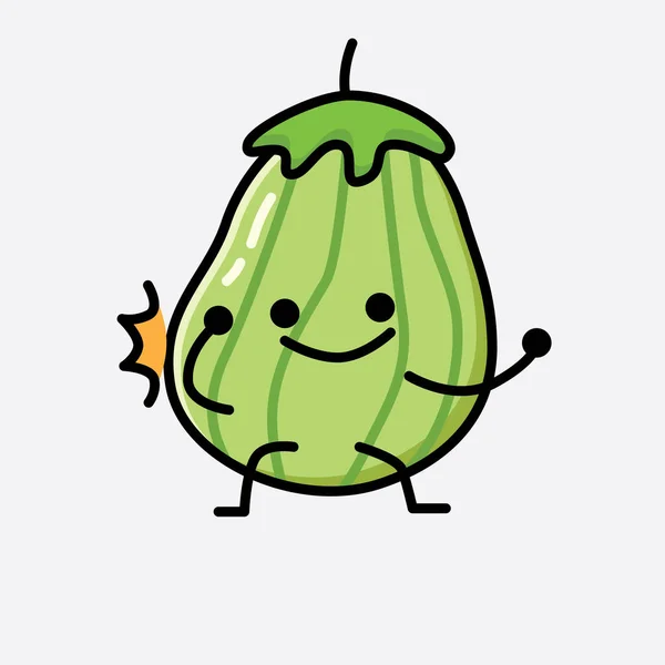 Ілюстрація Cute Zucchini Fruit Mascot Vector Character — стоковий вектор