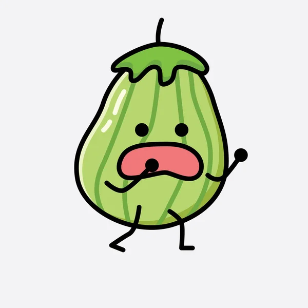 Ілюстрація Cute Zucchini Fruit Mascot Vector Character — стоковий вектор