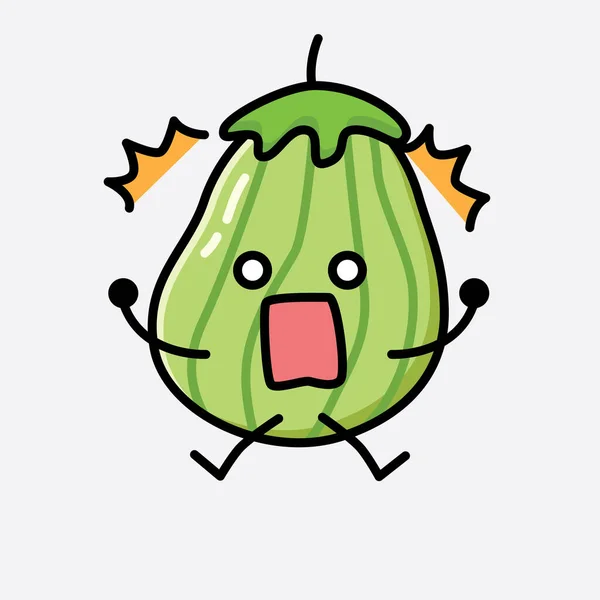 Ілюстрація Cute Zucchini Fruit Mascot Vector Character — стоковий вектор