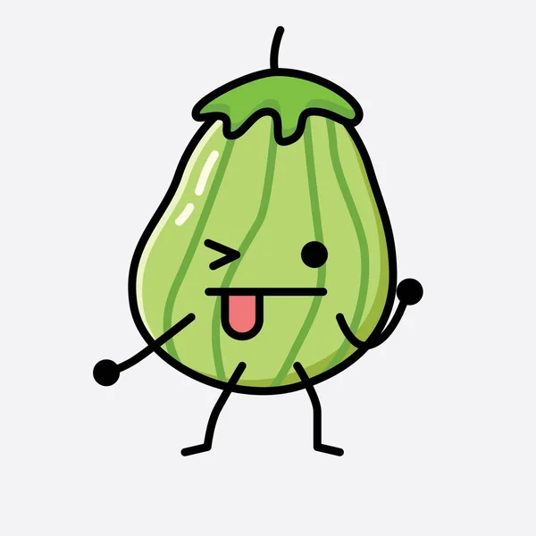 Illustrazione Carino Zucchine Frutta Mascotte Personaggio Vettoriale — Vettoriale Stock