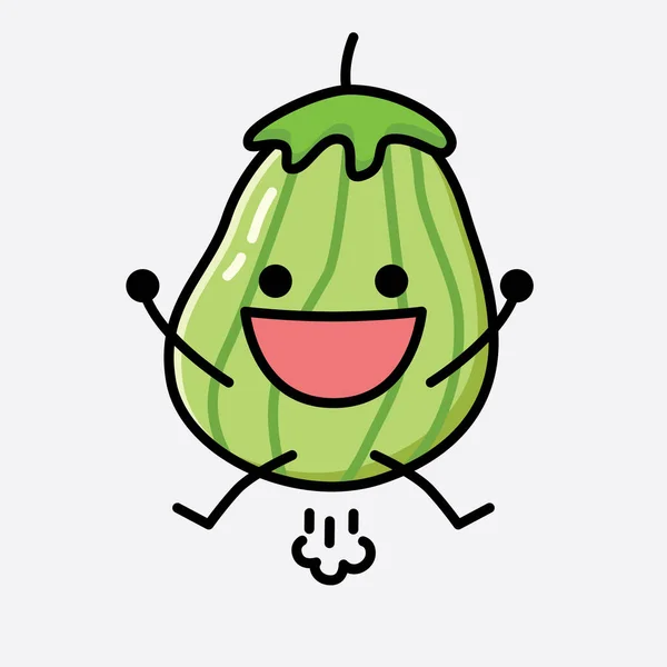 Ілюстрація Cute Zucchini Fruit Mascot Vector Character — стоковий вектор